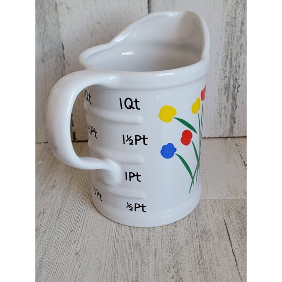 Tulips measuring cup ceramic large vintage flower home devor - Picture 3 of 7